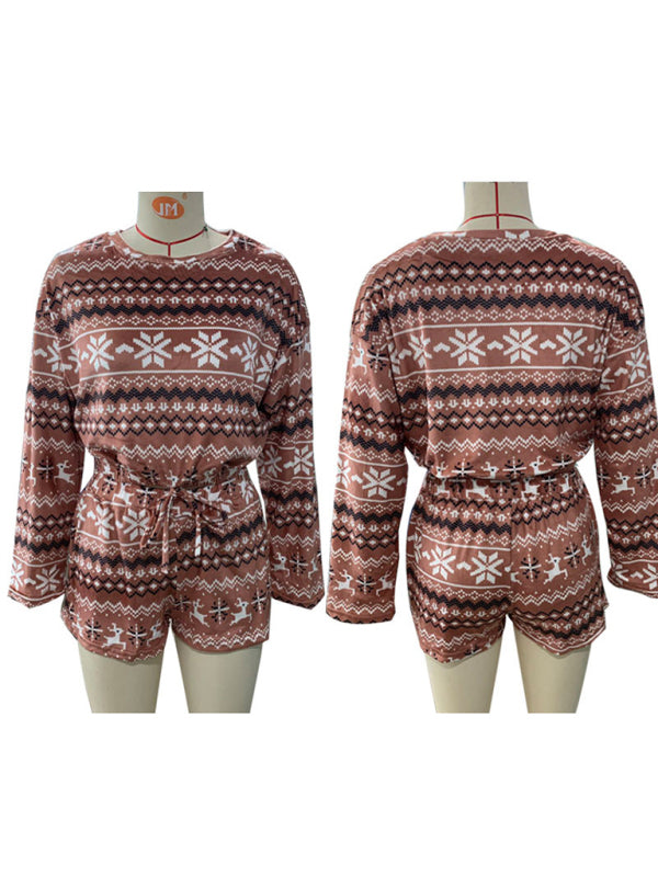 Women's Christmas Lounge Set – Long-Sleeved Sweatshirt & Shorts