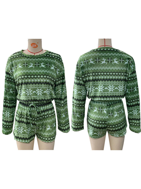 Women's Christmas Lounge Set – Long-Sleeved Sweatshirt & Shorts