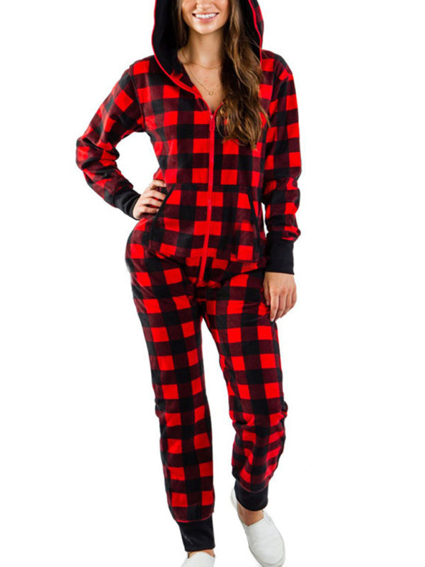 Women's Elk Print One-Piece Pajamas – Soft Knit Homewear for Spring & Summer