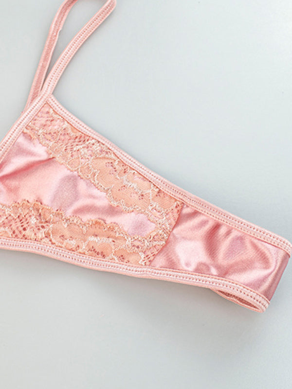 Luxury Four-Piece Lingerie Set – Bra, Garter Belt, Thong & Stockings