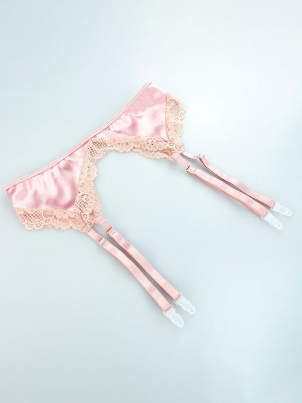 Luxury Four-Piece Lingerie Set – Bra, Garter Belt, Thong & Stockings
