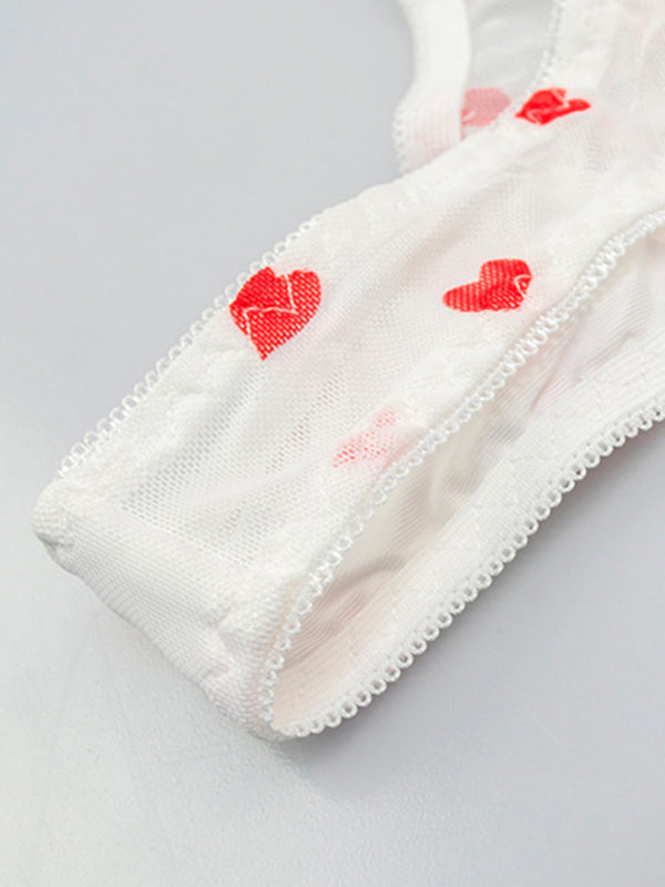 Heart Mesh Lingerie Set – Sheer Bra & Panty with Stretch Fit