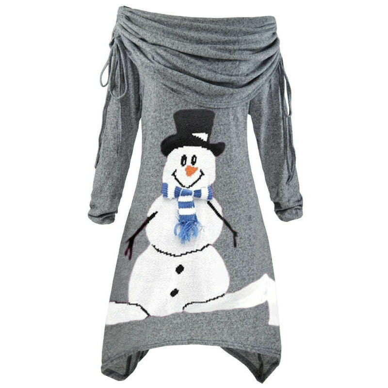 womens-christmas-snowman-print-drawstring-dresssmiling-maria---everything-for-women-34653626