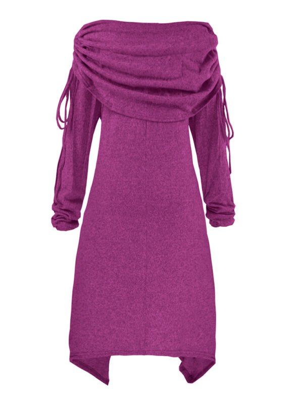 Damenkleid mit Kordelzug und Weihnachts-Schneemann-Print