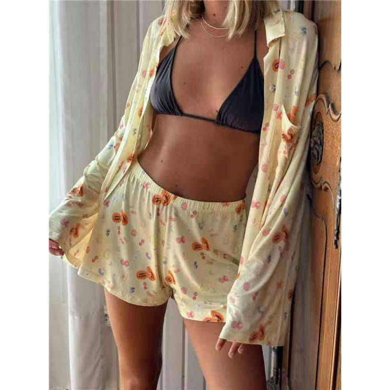 printed-long-sleeve-pajama-set-with-slit-top-knit-shorts-–-cozy-loungewearsmiling-maria---everything-for-women-34638531