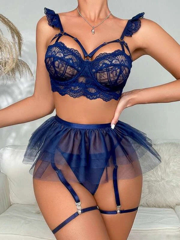 Sexy Hollow Backless Lingerie Set – Woven Lace Design, Four-Season Wear