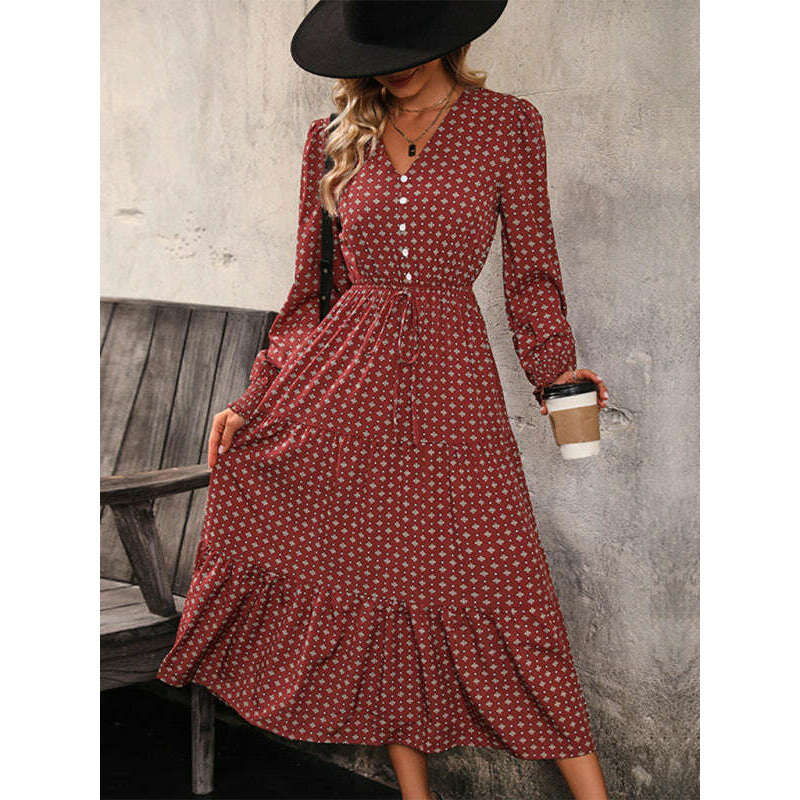 long-sleeve-v-neck-waist-dress-–-printed-wine-red-flowy-fit-all-season-stylesmiling-maria---everything-for-women-34653090
