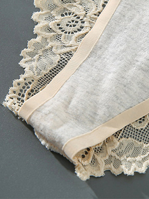 Lace Trim Low-Waist Seamless Panties – Breathable Knit with Sexy Fit