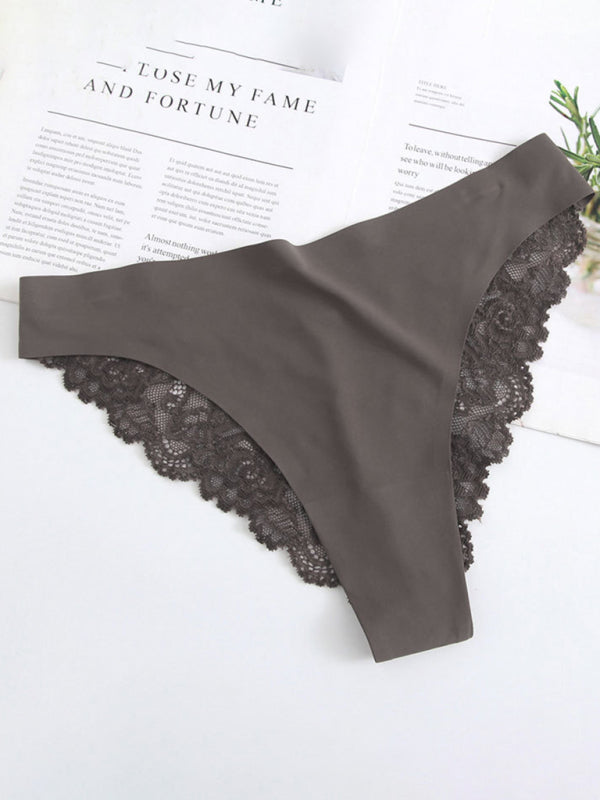Lace Trim Low-Waist Seamless Panties – Breathable Knit with Sexy Fit