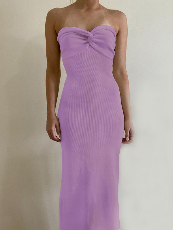 New style knitted cross strapless fashionable and sexy woolen dress