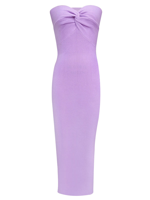 New style knitted cross strapless fashionable and sexy woolen dress