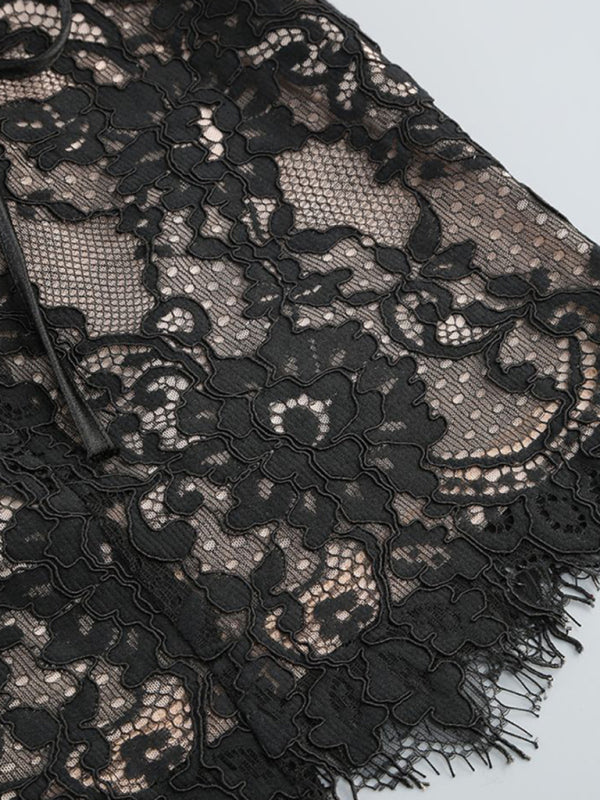 Lace Splice Strapless Bodycon Tube Dress
