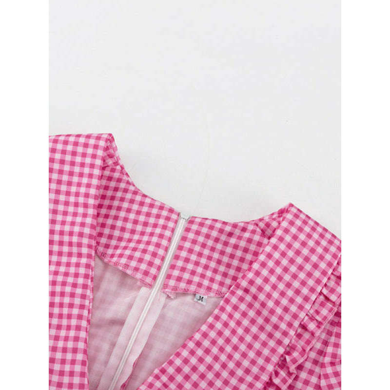 فستان بطوق دمية منقوش - بأكمام طويلة وقصة A جذابة - ماريا المبتسمة - كل شيء للنساء 34651443