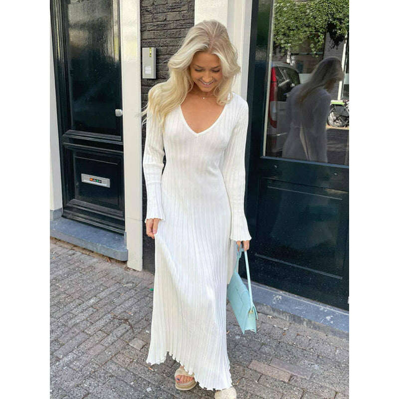 slim-fit-long-sleeve-knitted-dress-–-bell-sleeves-textured-designsmiling-maria---everything-for-women-34657334