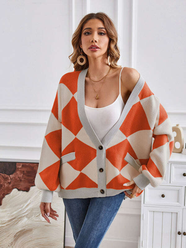 womens-geometric-v-neck-knit-cardigan-34820941
