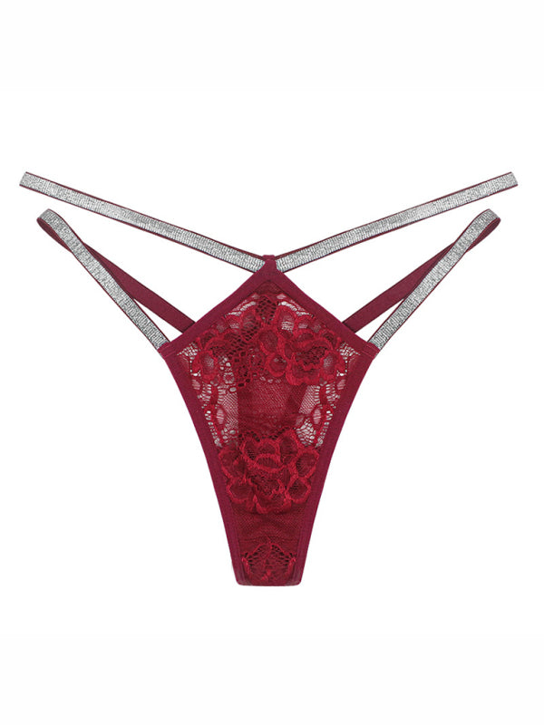 Low-Waist Lace Mesh Thong – Seamless, Breathable & Strappy Design