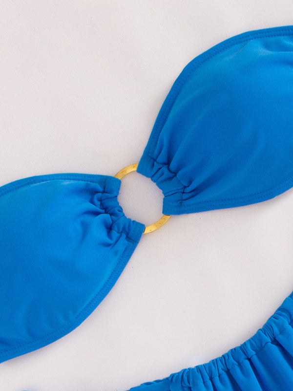 Solid Color Tube Top Bikini Set – Sexy Strapless Two-Piece for Summer