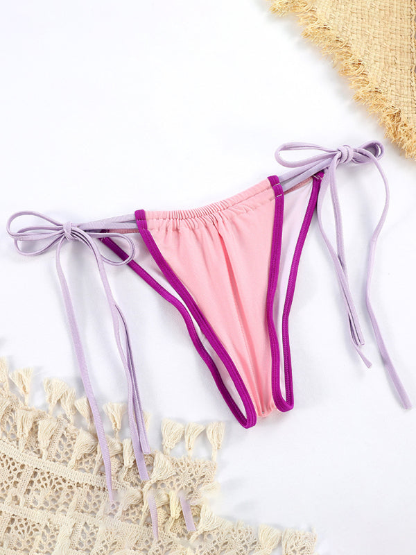 Printed Strappy Backless Bikini Set – Split Design, Moderate Stretch