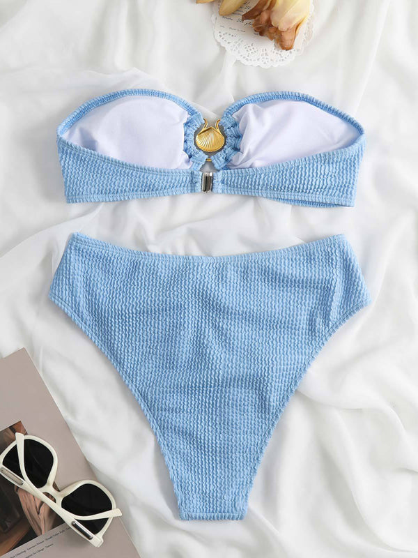 Wave Pattern Split Bikini – Sexy Two-Piece Swimsuit with Moderate Stretch