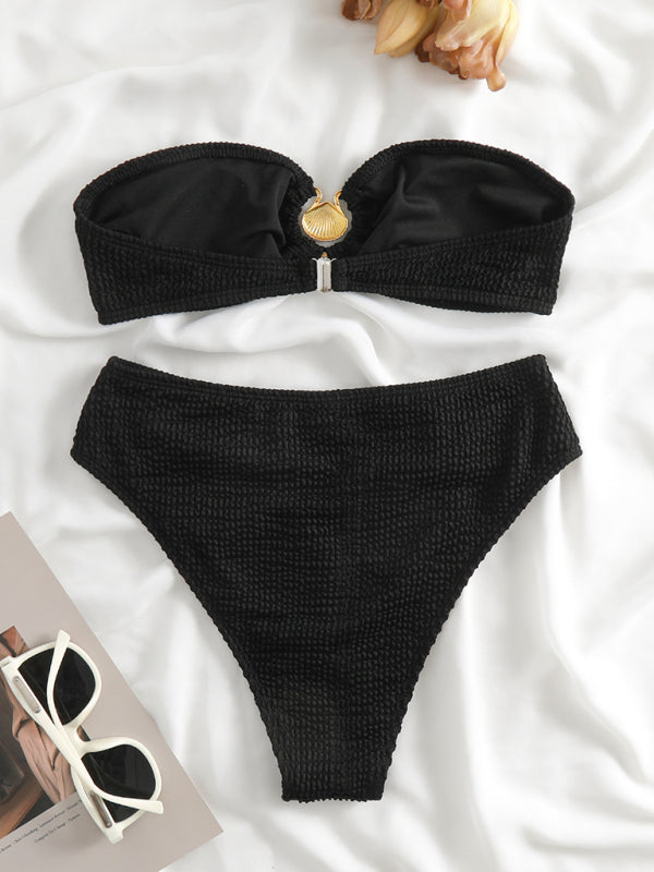 Wave Pattern Split Bikini – Sexy Two-Piece Swimsuit with Moderate Stretch