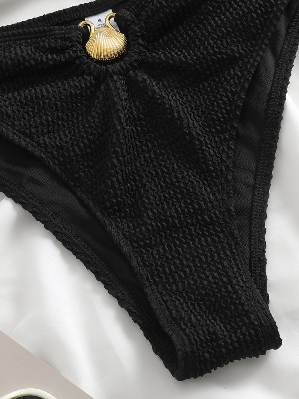 Wave Pattern Split Bikini – Sexy Two-Piece Swimsuit with Moderate Stretch