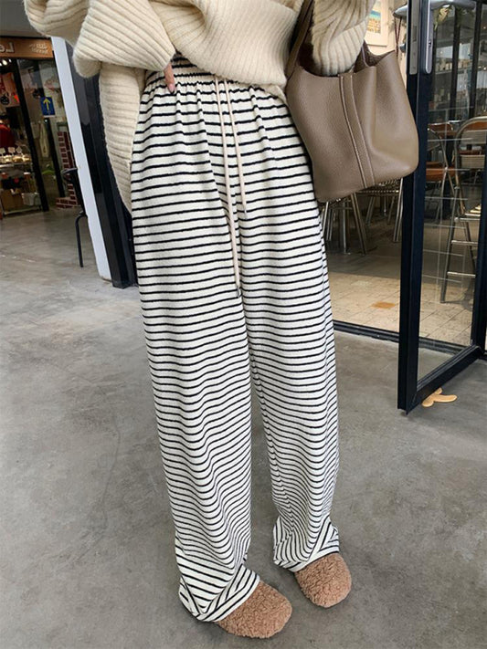 Striped High-Waist Wide Leg Pants