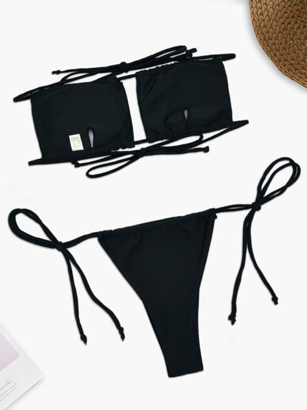 Solid Color One-Piece Swimsuit – Flattering Fit & Sexy Backless Style
