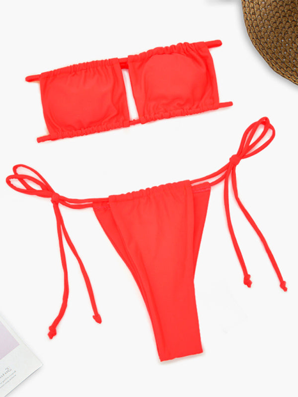 Solid Color One-Piece Swimsuit – Flattering Fit & Sexy Backless Style