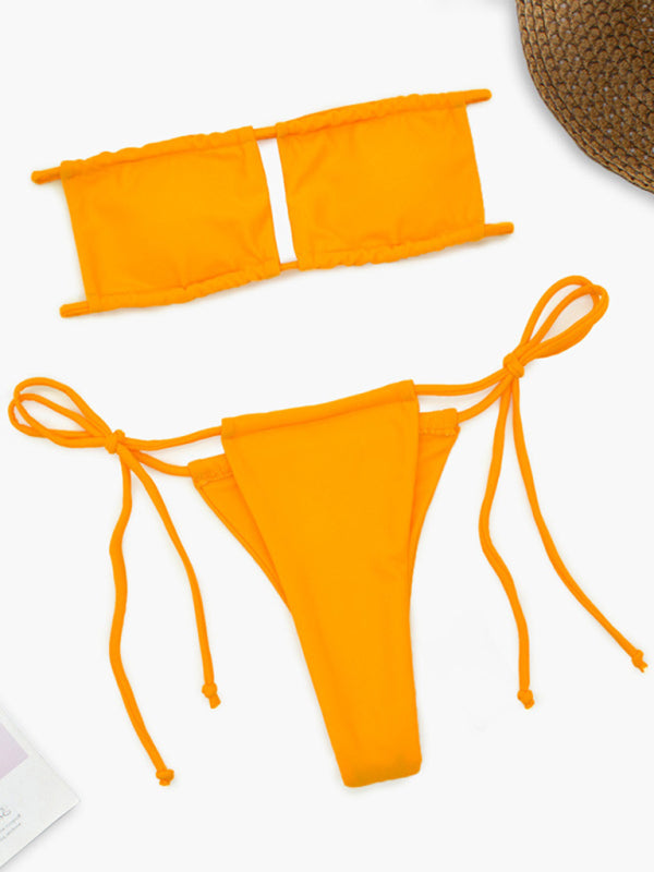 Solid Color One-Piece Swimsuit – Flattering Fit & Sexy Backless Style