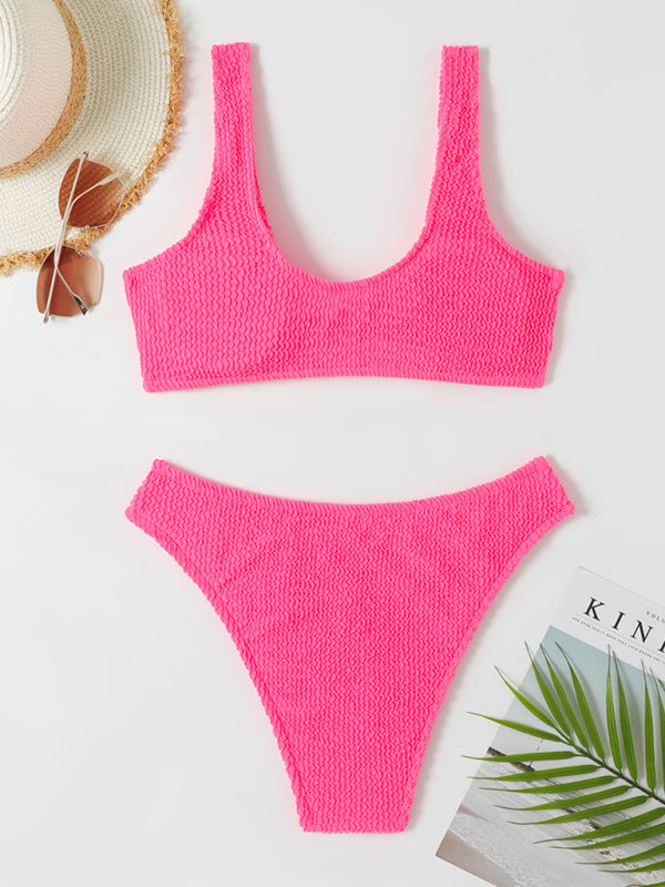 Twisted One-Piece Swimsuit – Wavy Textured Fabric, Sexy Fit