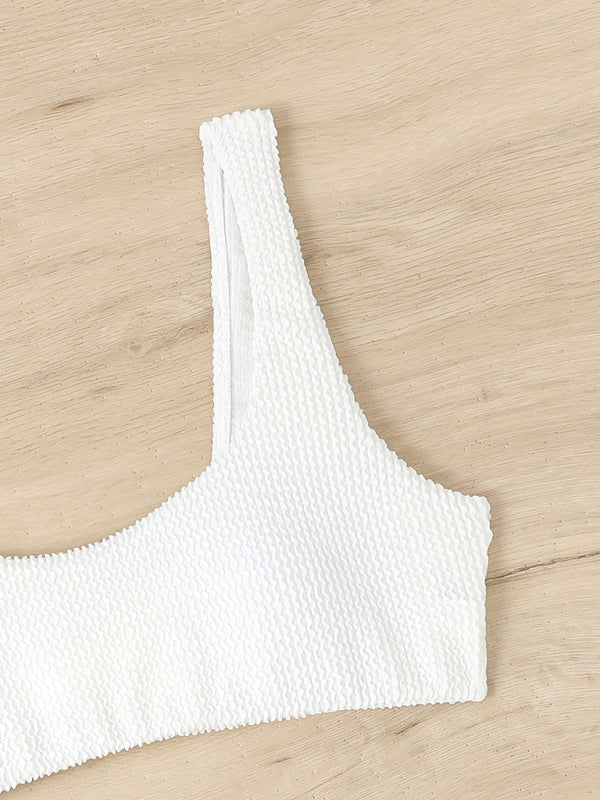 Twisted One-Piece Swimsuit – Wavy Textured Fabric, Sexy Fit