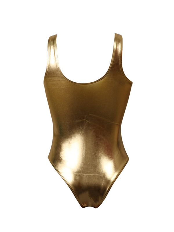 Reflective Gold & Silver One-Piece and Two-Piece Swimsuits – High Elasticity