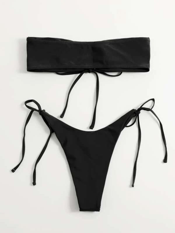 Strapless One-Piece Swimsuit – Low-Waist Solid Bandeau Design