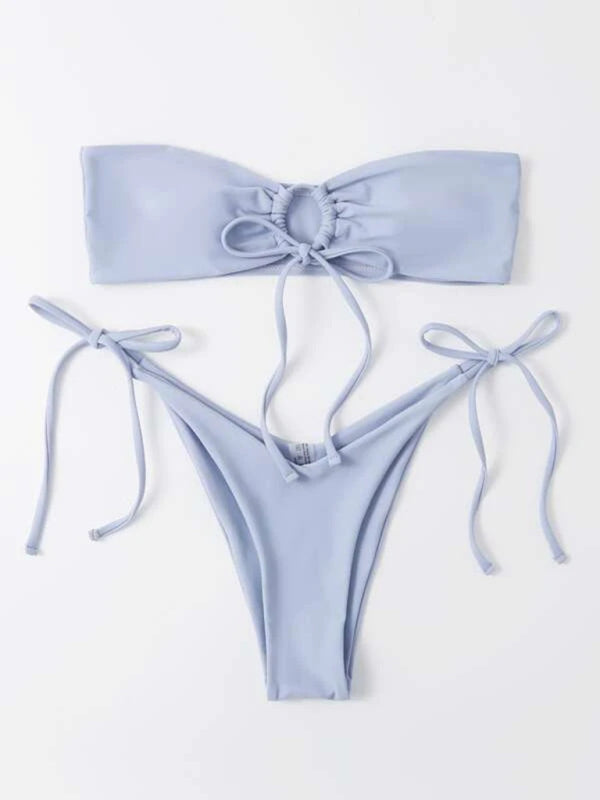 Strapless One-Piece Swimsuit – Low-Waist Solid Bandeau Design