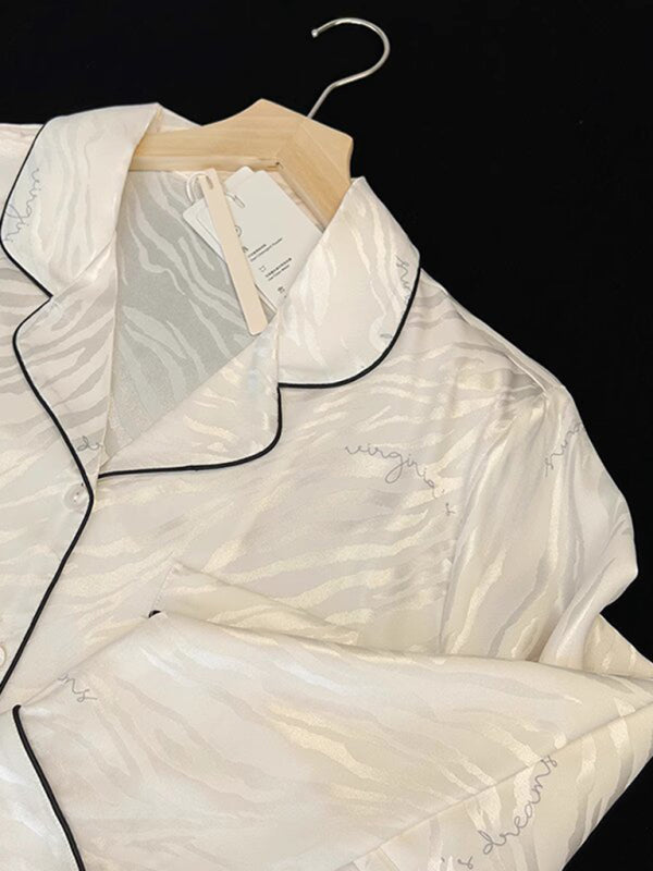 Ice Silk Long-Sleeve Pajama Set – Lightweight & Breathable Home Loungewear