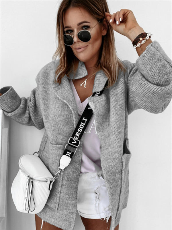 Gebreid vest met kraag en zakken