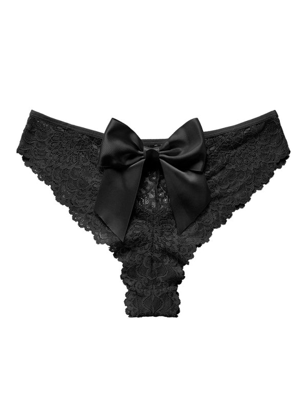 Breathable Lace Low-Waist Panties – Christmas Bow Detail