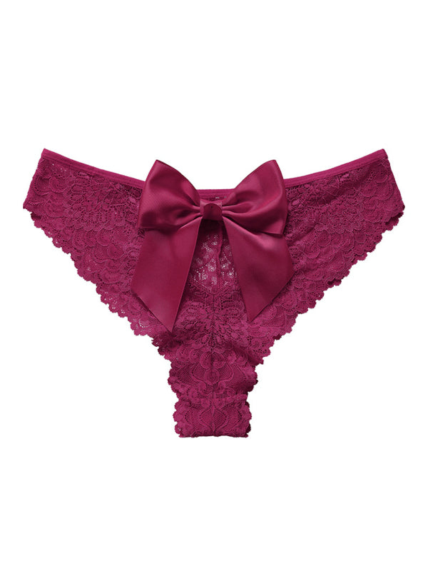 Breathable Lace Low-Waist Panties – Christmas Bow Detail