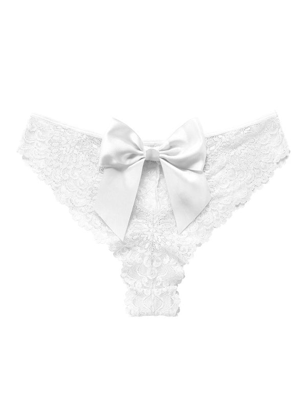 Breathable Lace Low-Waist Panties – Christmas Bow Detail
