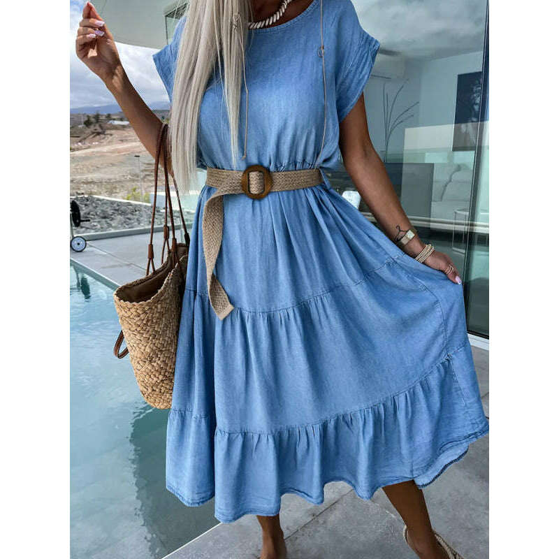waisted-solid-color-round-neck-dress-–-woven-polyester-spring-summer-stylesmiling-maria---everything-for-women-34652817