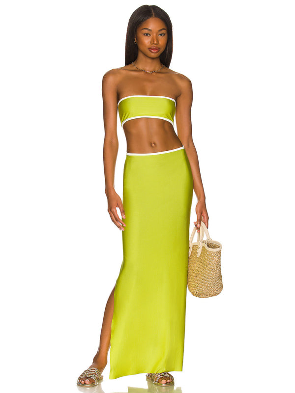 Backless Strapless Maxi Dress – Hollow-Out Design, Sleek Party Silhouette