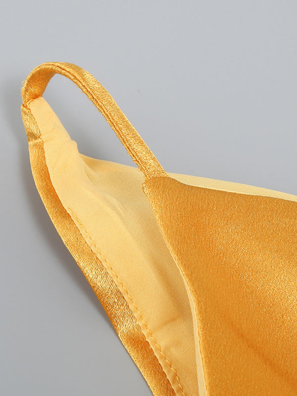Backless Draped Maxi Evening Dress – Sleeveless, Flowy Fit, Yellow