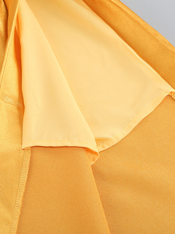 Backless Draped Maxi Evening Dress – Sleeveless, Flowy Fit, Yellow