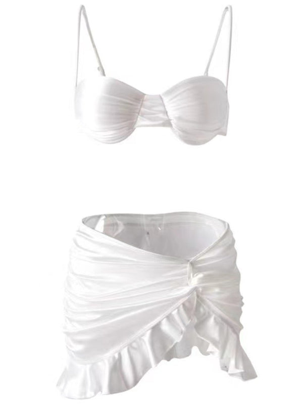 Sweetheart Push-Up Skirt Bikini – Glossy Finish, Sexy Fit, Summer Ready