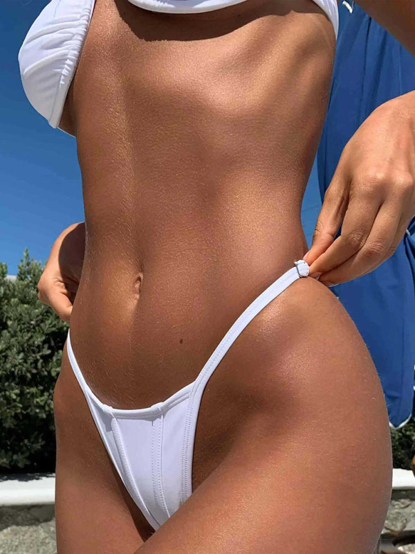 Sexy Split Bikini Set – Moderate Stretch Nylon, Knit Design, Multiple Colors