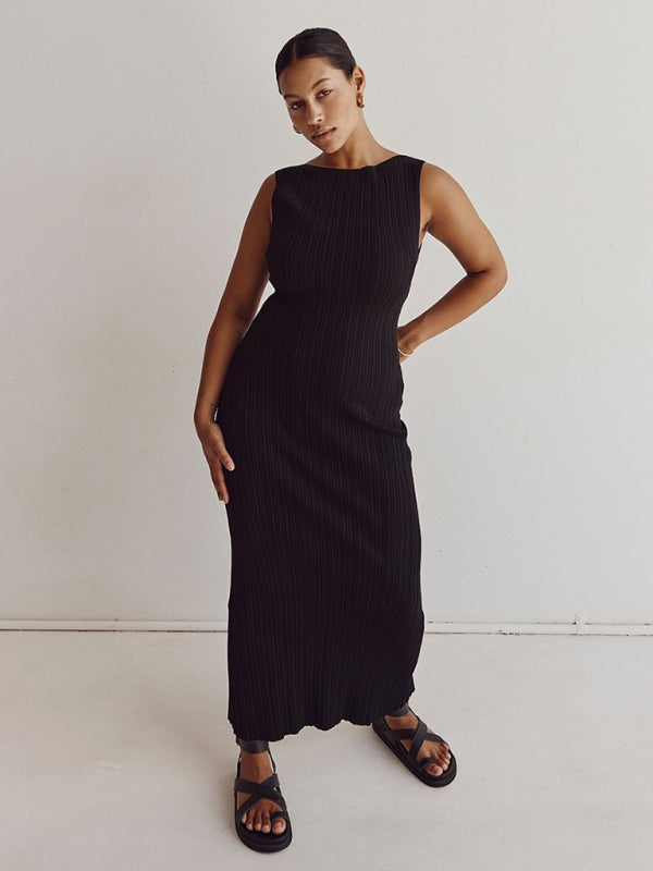 Sexy ärmelloses Maxi-Strickkleid – Leicht, Stretch-Passform für Urlaub und Freizeit