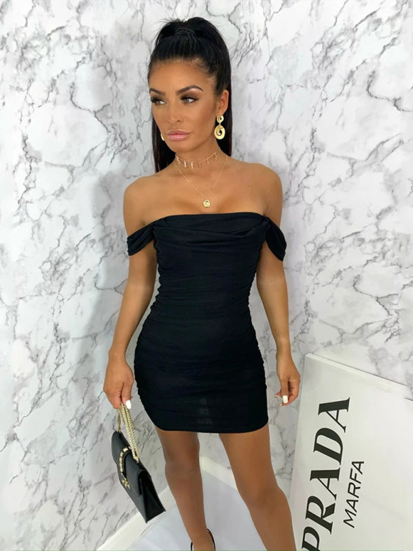 Sheer Mesh Bodycon Dress with Suspender Neckline – Grace Fit, Spring-Summer Style