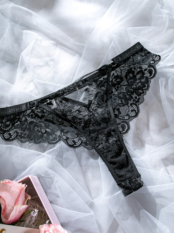 Sheer Floral Embroidered Lingerie Set – Sexy Two-Piece Mesh Bra & Panty
