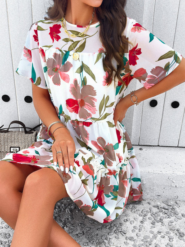 Floral Short-Sleeve Holiday Dress – Lightweight, Romantic Summer Style