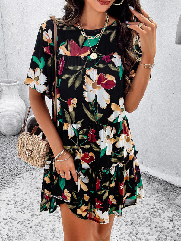 Floral Short-Sleeve Holiday Dress – Lightweight, Romantic Summer Style